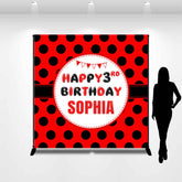 Lofaris Custom Name Black Dots Happy 3rd Birthday Backdrop